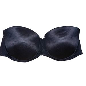 La Senza Black Push-Up Strapless Bra Silicone Sides Balconnet Style 34B